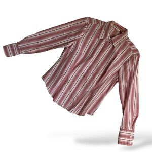 GV Candy Cane Pink & White Stripe Long-Sleeve Gloria Vanderbilt Shirt ~ Perfect